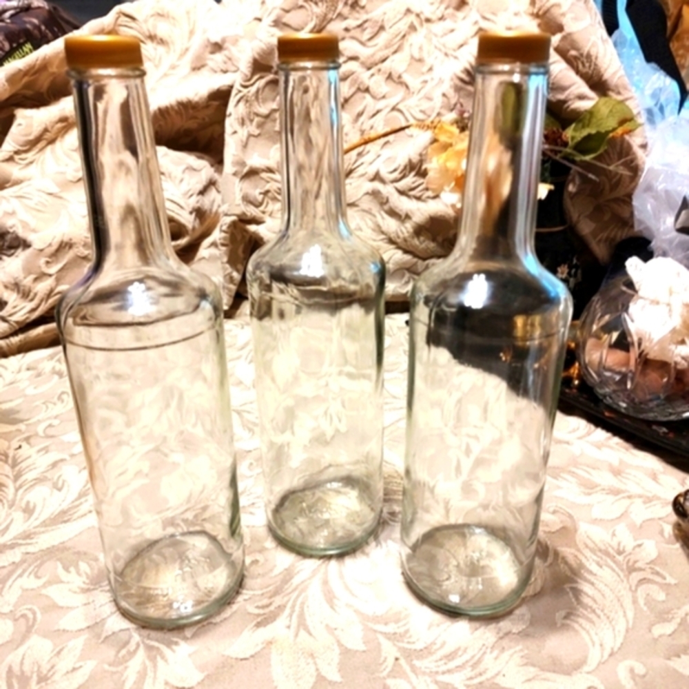 🌻 Splendid Craft Bundle Clear Glass Bottles with Gold Screw Tight Lids - 3/Set